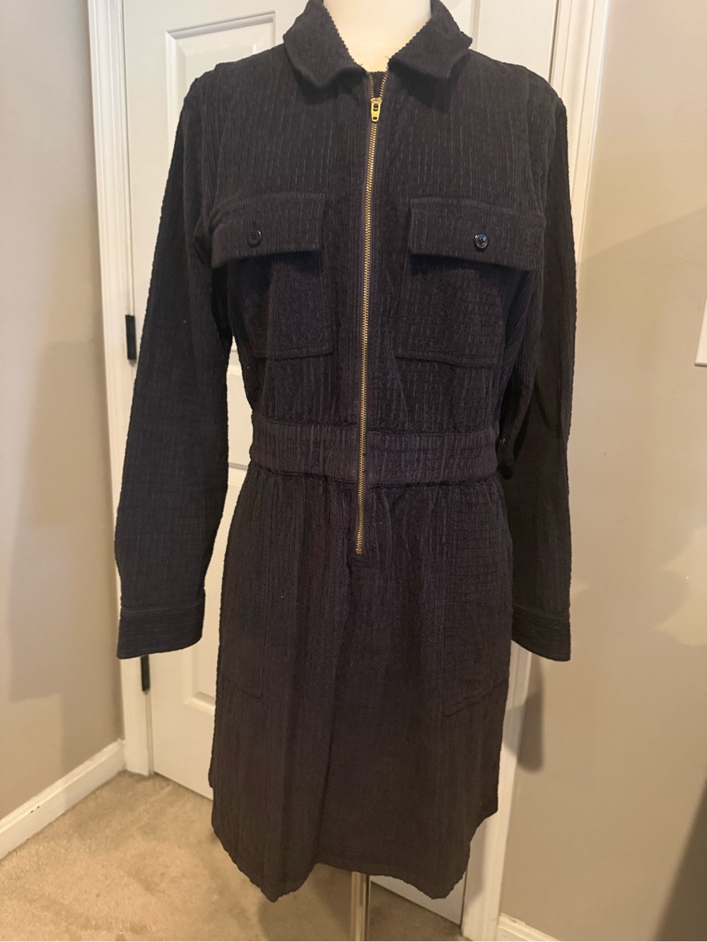 J-Crew Womens Brown Zip-Front Utility Dress